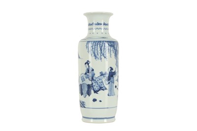 Lot 582 - A CHINESE BLUE AND WHITE 'LADIES' VASE.