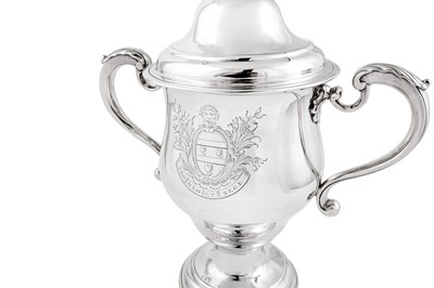 Lot 690 - A George III sterling silver cup and cover, London 1767 by James Baker (probably)