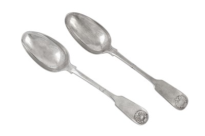Lot 127 - A pair of mid-19th century Indian Colonial silver tablespoons, Calcutta circa 1840 by Pittar and Co (active 1825-48)