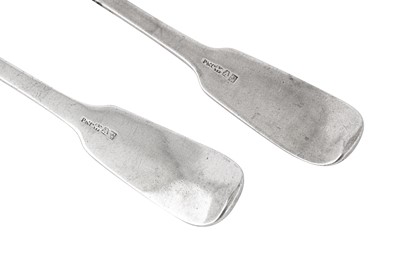 Lot 128 - A pair of mid-19th century Indian Colonial silver tablespoons, Calcutta circa 1840 by Pittar and Co (active 1825-48)