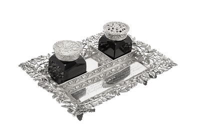 Lot 606 - An early Victorian sterling silver small inkstand, Birmingham 1838 by Joseph Wilmore