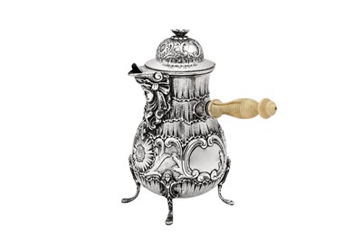 Lot 439 - A late 19th century German silver coffee pot, Hanau circa 1880 by J.D. Schleissner & Sohne