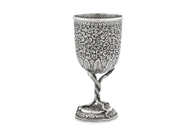 Lot 165 - A late 19th century Anglo – Indian unmarked silver goblet, Cutch circa 1880