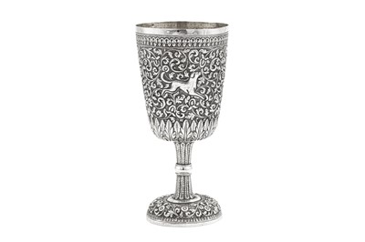 Lot 166 - A late 19th century Anglo – Indian unmarked silver goblet, Cutch circa 1890