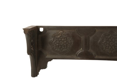 Lot 723 - AN ALHAMBRA-STYLE CAST-IRON AND WOOD STORAGE WALL CABINET