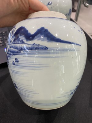 Lot 276 - A PAIR OF CHINESE BLUE AND WHITE 'LANDSCAPE' JARS.