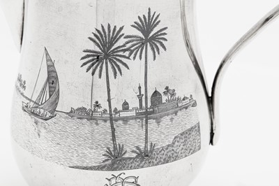 Lot 371 - An early 20th century Iraqi silver and niello coffee pot, Omara circa 1930 signed Barakat