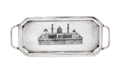Lot 345 - A mid-20th century Iraqi silver and niello cruet on tray, circa 1950