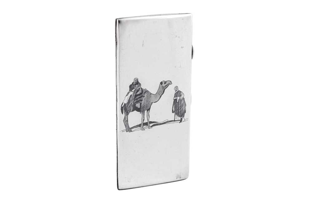 Lot 353 - A large early 20th century Iraqi silver and niello cigarette case, Omara or Basra circa 1930 signed Abdul Jabbar