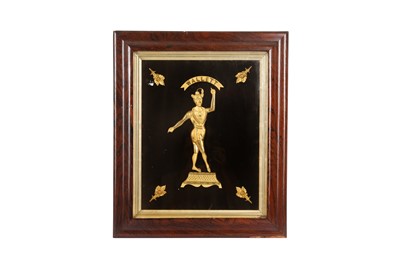 Lot 250 - A 19TH CENTURY GILT METAL RELIEF OF A JESTER OR PULCINELLA