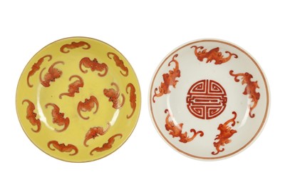 Lot 405 - TWO CHINESE 'BATS' SAUCER DISHES.
