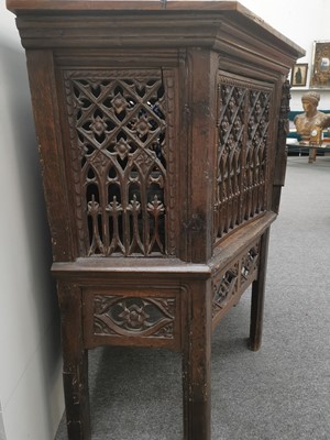 Lot 163 - A GOTHIC OAK CREDENCE CUPBOARD, LATE 19TH CENTURY WITH EARLIER ELEMENTS