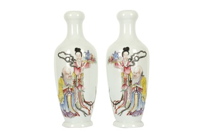 Lot 217 - A PAIR OF CHINESE FAMILLE ROSE 'IMMORTALS' VASES.
