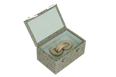 Lot 917 - FOUR CHINESE CARVED WHITE JADE CONJOINED RINGS.