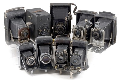 Lot 87 - Group of Kodak, Ensign & Other Plate & Folding Cameras.