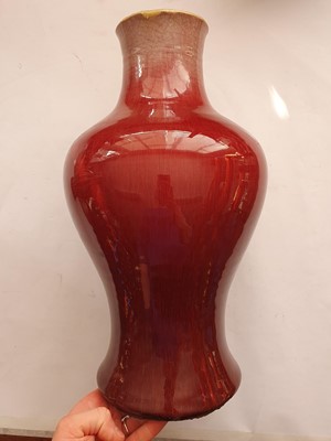 Lot 192 - A CHINESE LANGYAO BALUSTER VASE.