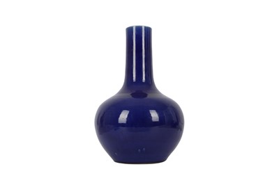 Lot 864 - A LARGE CHINESE BLUE-GLAZED BOTTLE VASE.