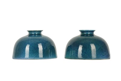 Lot 1027 - A PAIR OF TURQUOISE-GLAZED WATER POTS.