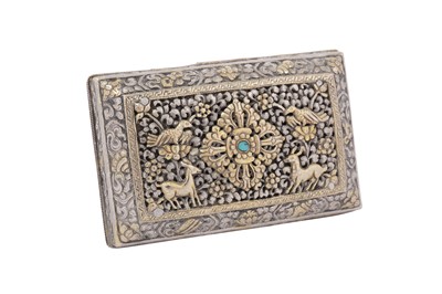 Lot 230 - A late 19th century Chinese Straits parcel gilt silver box, Tibetan circa 1880