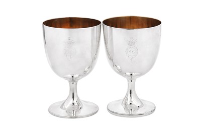 Lot 607 - A pair of Victorian sterling silver goblets, London 1868/69 by Benjamin Stephens