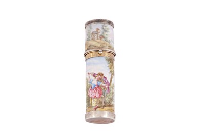 Lot 115 - A late 19th century Austrian unmarked silver and enamel scent bottle, Vienna circa 1890