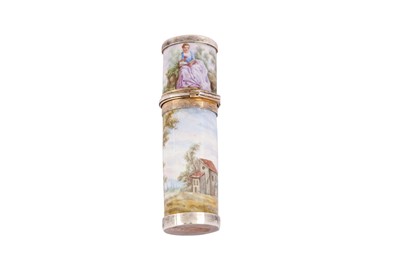 Lot 115 - A late 19th century Austrian unmarked silver and enamel scent bottle, Vienna circa 1890