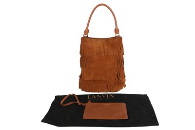 Lot 257 - Burberry Prorsum Tan Suede Fringe Bucket Bag