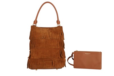 Lot 257 - Burberry Prorsum Tan Suede Fringe Bucket Bag