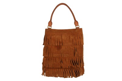 Lot 257 - Burberry Prorsum Tan Suede Fringe Bucket Bag