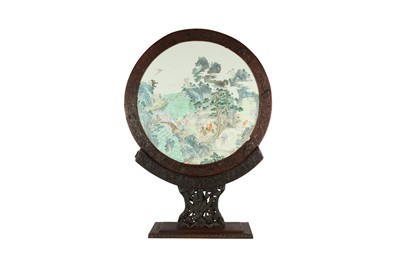 Lot 147 - A CHINESE FAMILLE ROSE CIRCULAR 'EIGHT IMMORTALS' PANEL.