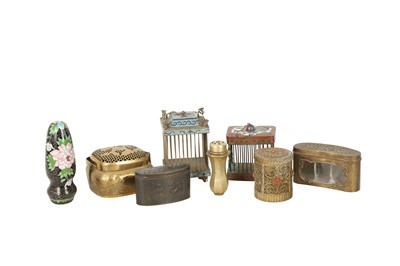 Lot 810 - A COLLECTION OF EIGHT CHINESE METAL CRICKET CAGES.