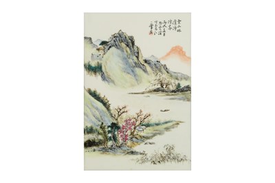Lot 668 - A CHINESE FAMILLE ROSE 'LANDSCAPE' PANEL.