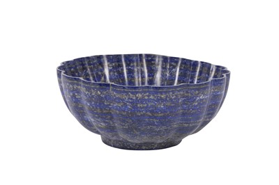 Lot 347 - A SOLID CARVED LAPIS LAZULI BOWL