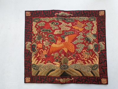 Lot 742 - FIVE CHINESE EMBROIDERED RANK BADGES, BUZI.