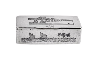 Lot 333 - An early 20th Iraqi silver and niello pin box, Basra or Omara circa 1930 signed Madi
