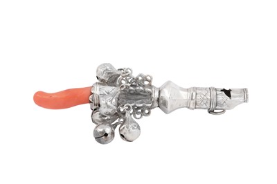 Lot 61 - A George II unmarked silver and coral baby's rattle, probably London circa 1740