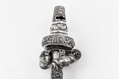 Lot 58 - George III sterling silver and coral baby's rattle, London 1802 by Morris Cadman