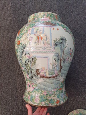 Lot 146 - A PAIR OF FAMILLE ROSE MILLEFLEUR VASES AND COVERS.