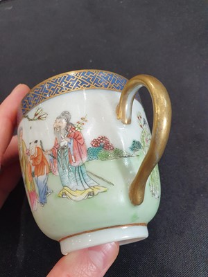 Lot 763 - A CHINESE FAMILLE ROSE 'IMMORTALS' COFFEE CUP.