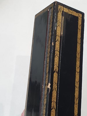 Lot 912 - FOUR CHINESE BLACK LACQUER GILT-DECORATED FAN BOXES.
