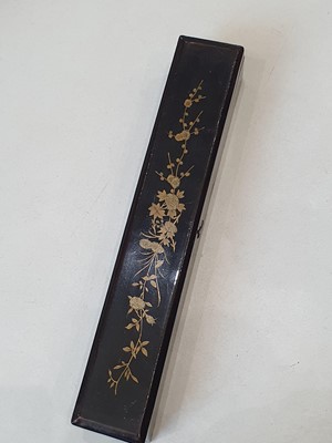 Lot 912 - FOUR CHINESE BLACK LACQUER GILT-DECORATED FAN BOXES.