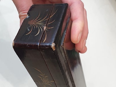 Lot 912 - FOUR CHINESE BLACK LACQUER GILT-DECORATED FAN BOXES.