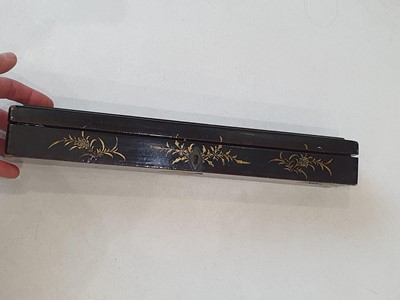 Lot 912 - FOUR CHINESE BLACK LACQUER GILT-DECORATED FAN BOXES.