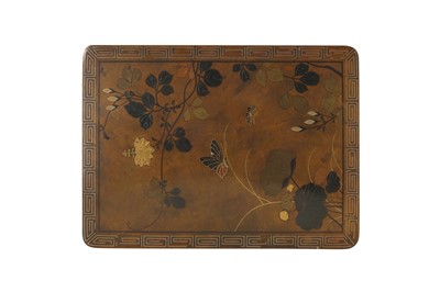 Lot 498 - A JAPANESE INLAID BRONZE BOX AND COVER.
