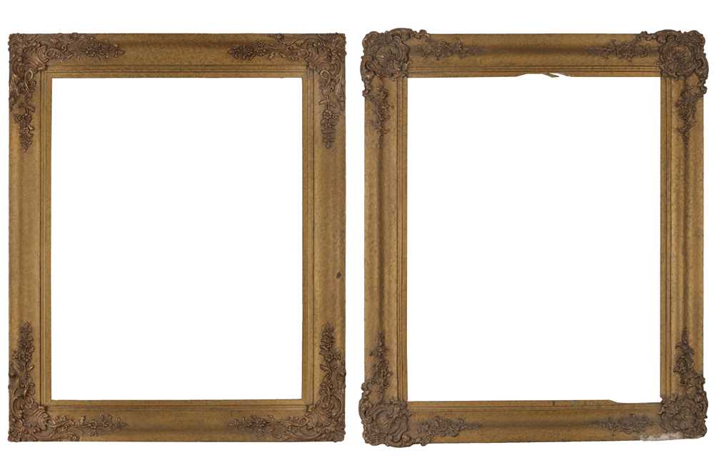 Lot 110 - A NEAR PAIR OF LOUIS XIV STYLE 19TH CENTURY GILDED COMPOSITION FRAMES