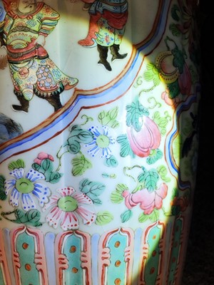 Lot 286 - A PAIR OF LARGE CHINESE FAMILLE ROSE VASES.