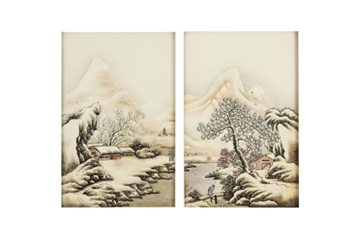Lot 667 - A PAIR OF CHINESE FAMILLE ROSE 'LANDSCAPE' PLAQUES.