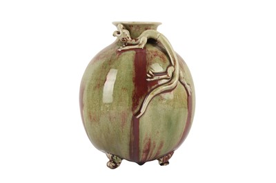 Lot 1040 - A CHINESE FLAMBÉ-GLAZED 'CHILONG' JAR.