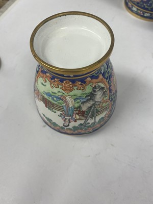 Lot 901 - A CHINESE PAINTED ENAMEL TEA SET.