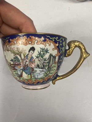 Lot 901 - A CHINESE PAINTED ENAMEL TEA SET.